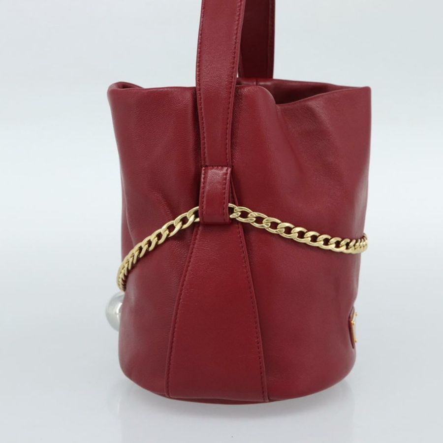 【日本直送】PRADA Petit Sack 手提包，紅色金色皮革，正品，貨號 189049SM-2