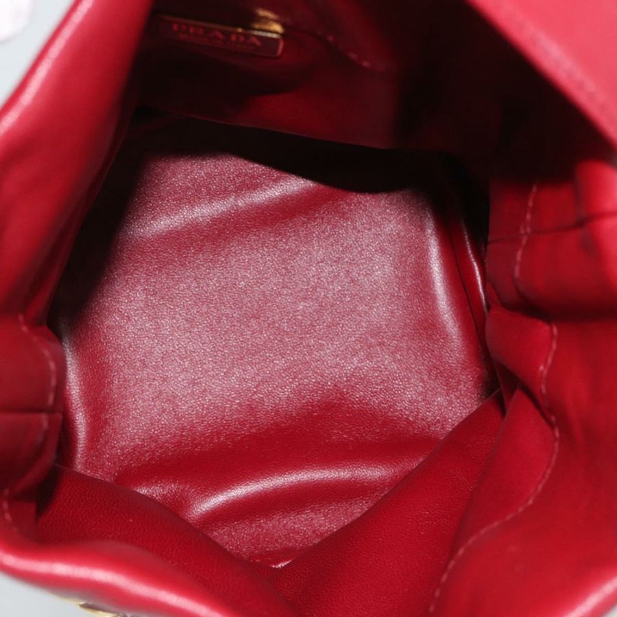 【日本直送】PRADA Petit Sack 手提包，紅色金色皮革，正品，貨號 189049SM-9
