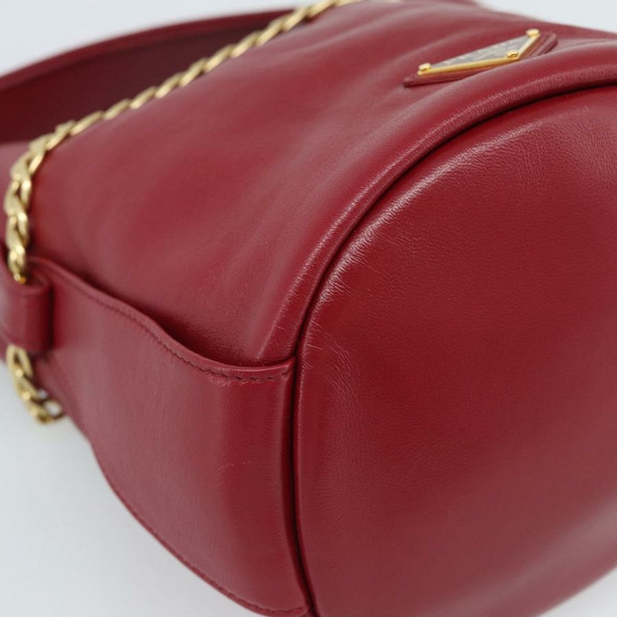 【日本直送】PRADA Petit Sack 手提包，紅色金色皮革，正品，貨號 189049SM-13
