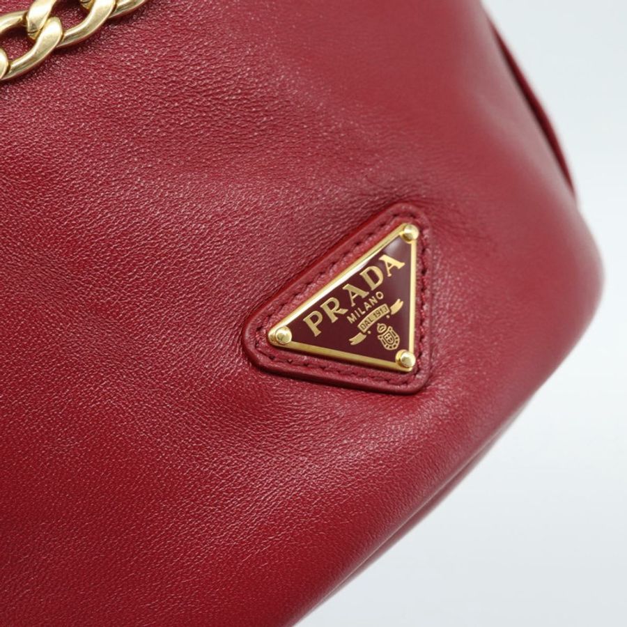 【日本直送】PRADA Petit Sack 手提包，紅色金色皮革，正品，貨號 189049SM-16