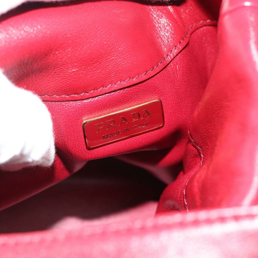 【日本直送】PRADA Petit Sack 手提包，紅色金色皮革，正品，貨號 189049SM-17