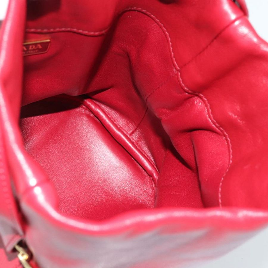 【日本直送】PRADA Petit Sack 手提包，紅色金色皮革，正品，貨號 189049SM-18