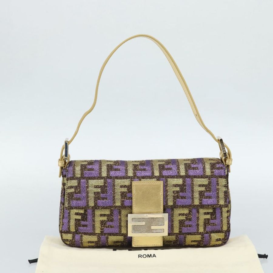 【日本直送】FENDI Zucca 帆布 Mamma Baguette 肩背包 紫金 正品 189005SAM-11