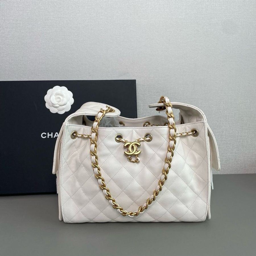 Chanel香奈兒🖤 25bag小號💗 白金荔枝牛皮 小號 2026年 99新✨ 芯片款💕 尺寸：30×26×14 附件：盒子-4