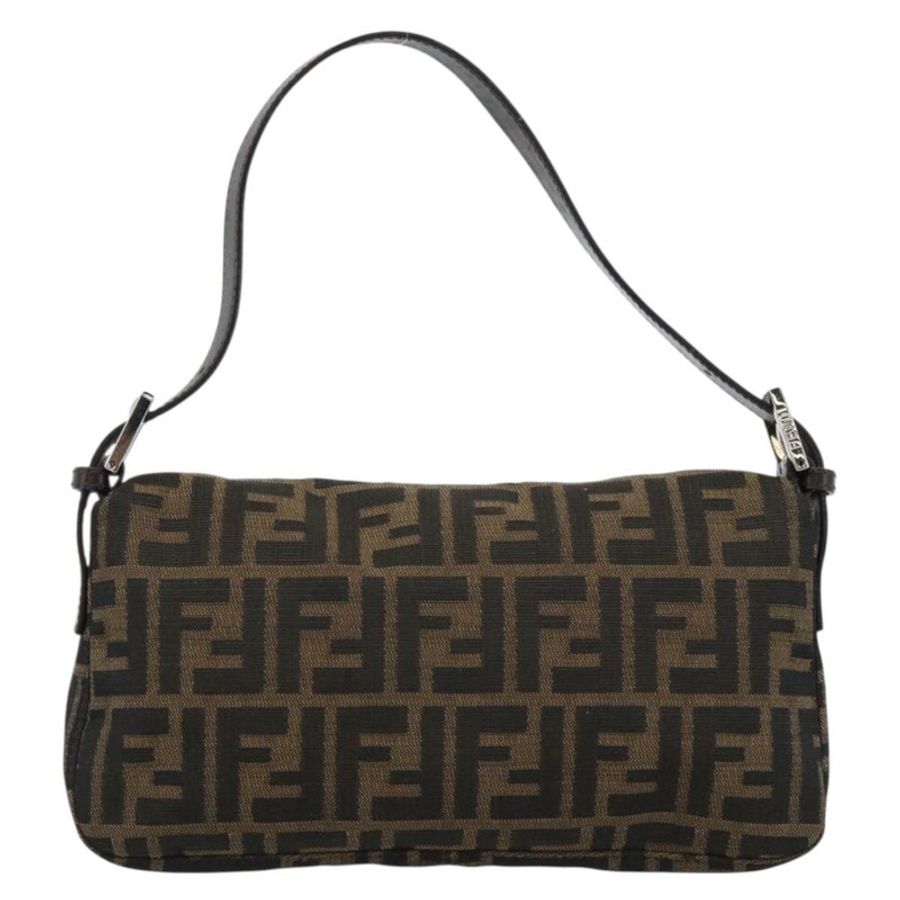 【日本直送】FENDI Zucca帆布Mamma Baguette單肩包 黑色棕色 正品 189109V-1