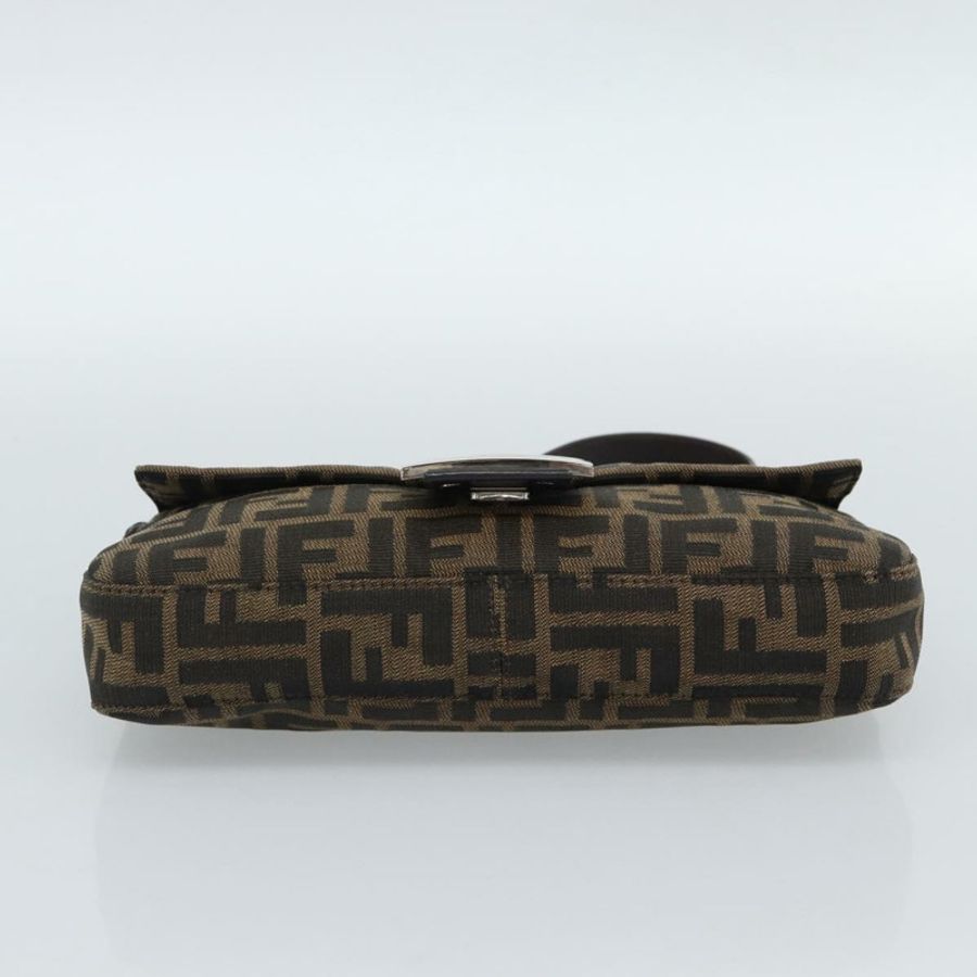 【日本直送】FENDI Zucca帆布Mamma Baguette單肩包 黑色棕色 正品 189109V-4