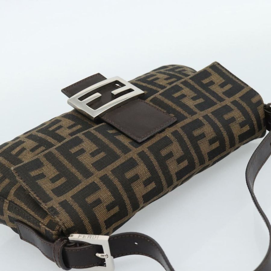 【日本直送】FENDI Zucca帆布Mamma Baguette單肩包 黑色棕色 正品 189109V-5