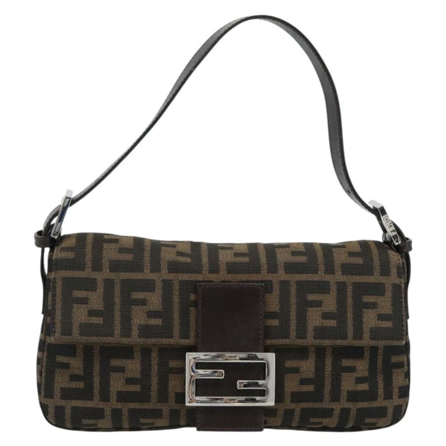 【日本直送】FENDI Zucca帆布Mamma Baguette單肩包 黑色棕色 正品 189109V-12