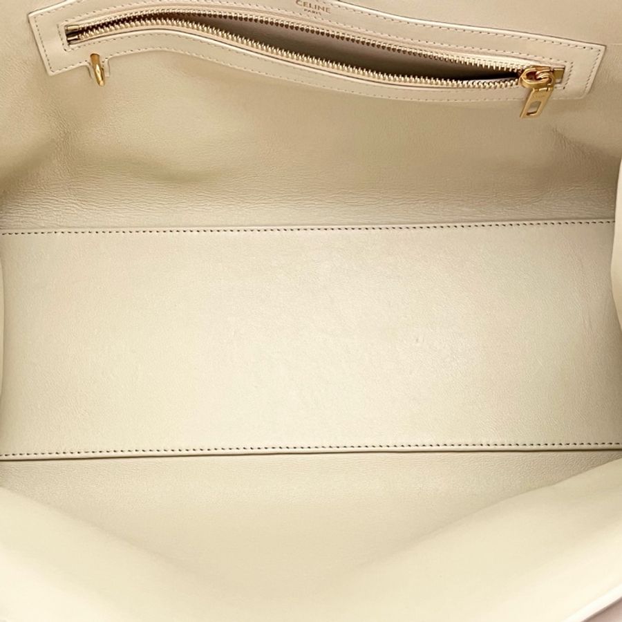 【威選精品】  🤍 CELINE Cabas 16 米白色金扣手提肩背托特包-11