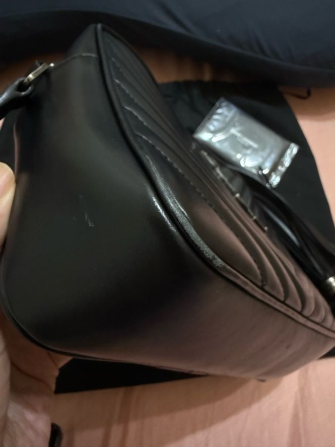 YSL MONOGRAM 銀色 仿舊LOGO肩背 斜背 相機包 黑色  流蘇包-13