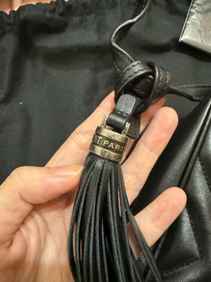 YSL MONOGRAM 銀色 仿舊LOGO肩背 斜背 相機包 黑色  流蘇包-22