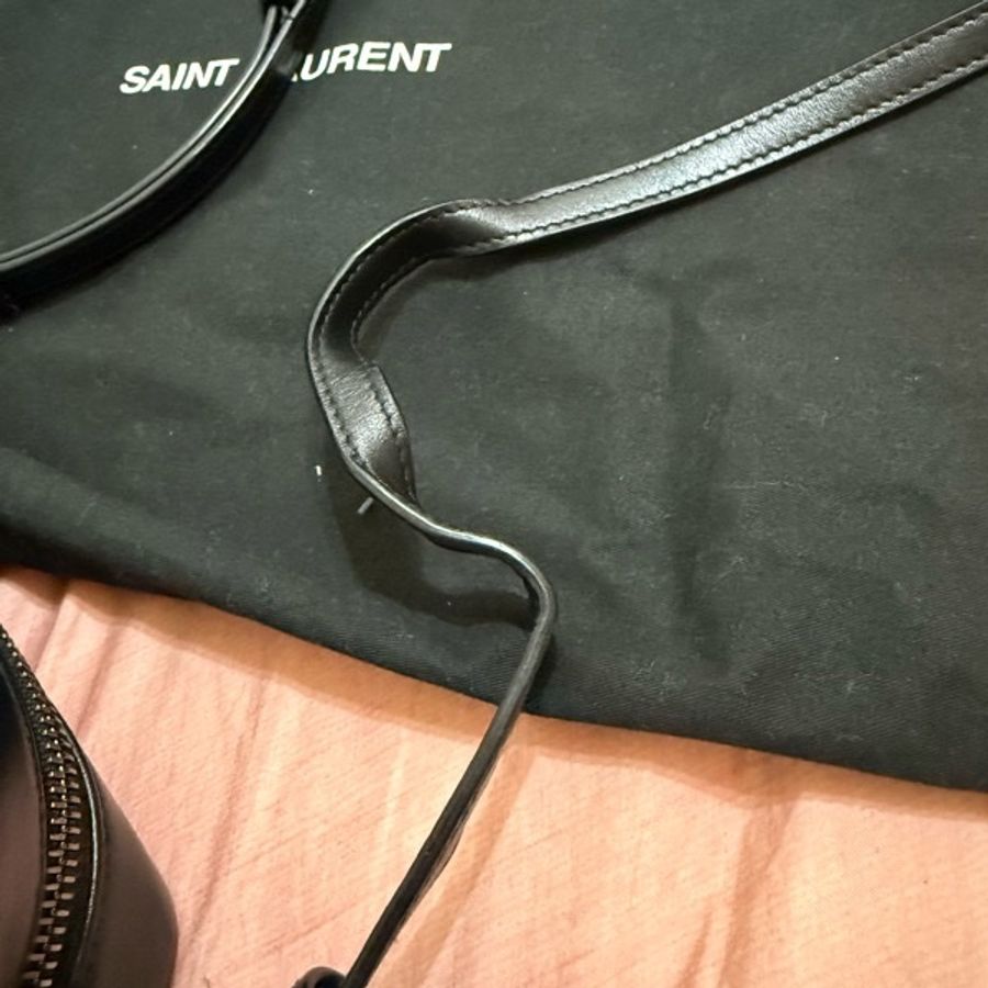 YSL MONOGRAM 銀色 仿舊LOGO肩背 斜背 相機包 黑色  流蘇包-27