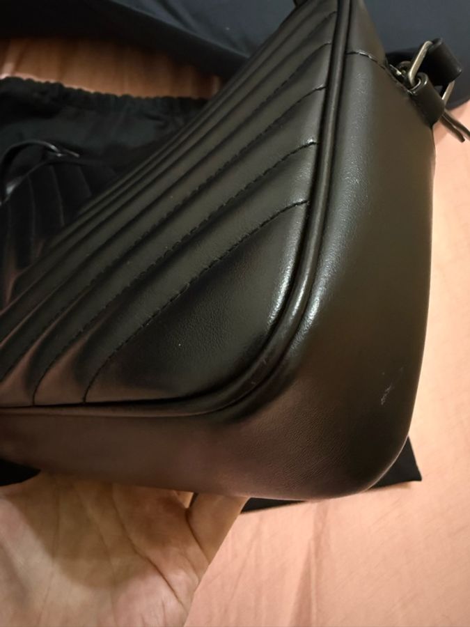 YSL MONOGRAM 銀色 仿舊LOGO肩背 斜背 相機包 黑色  流蘇包-33