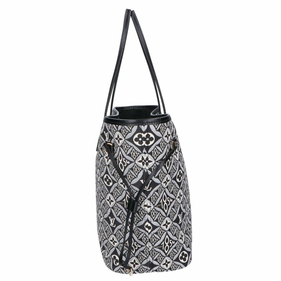 路易威登 M57230 Monogram Jacquard Since 1854 Neverfull MM 手提包 黑色 金色五金 女士-1