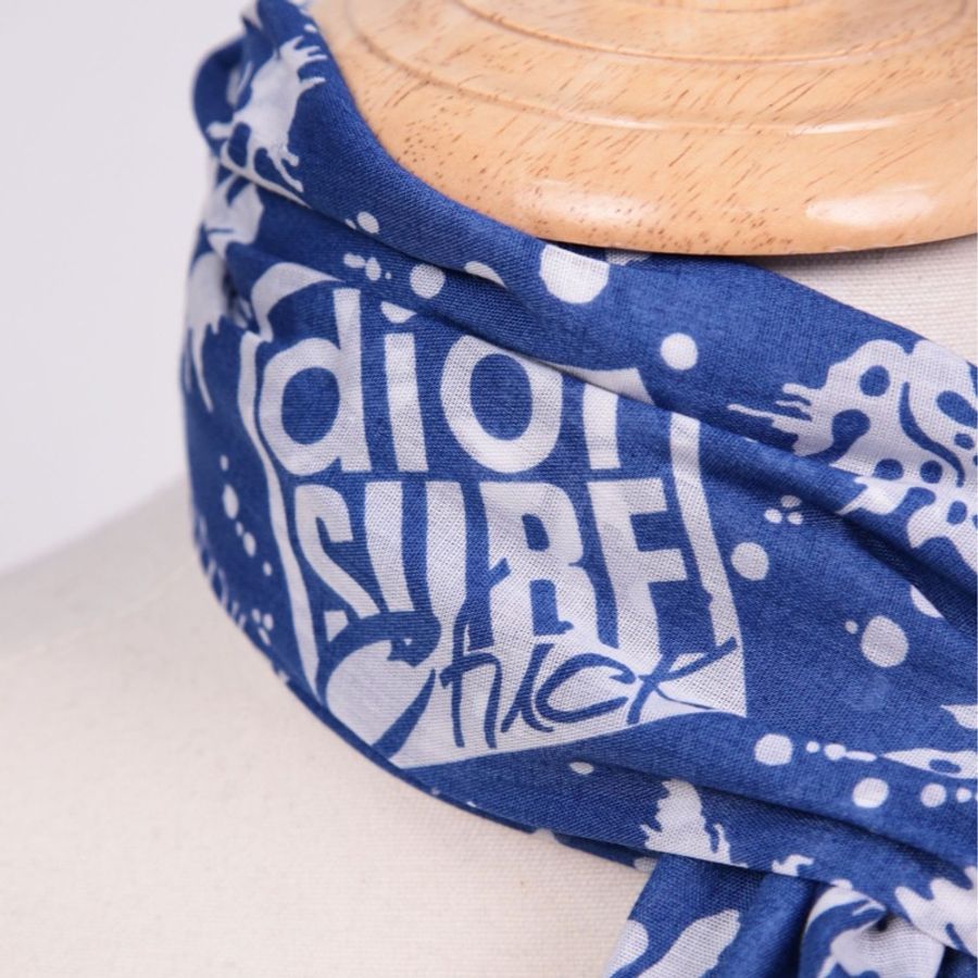 Dior surf冲浪系列满印花蓝色方巾丝巾-3