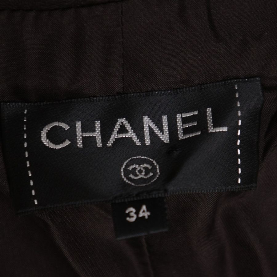Chanel 21A棕色菱格纹皮革拼麂皮马甲长裤套装-29