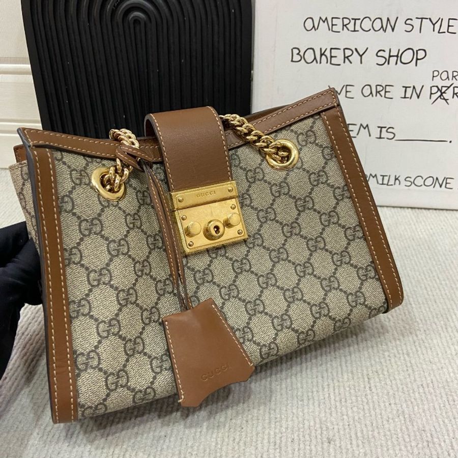 Gucci老花拼棕小號padlock肩背包-6