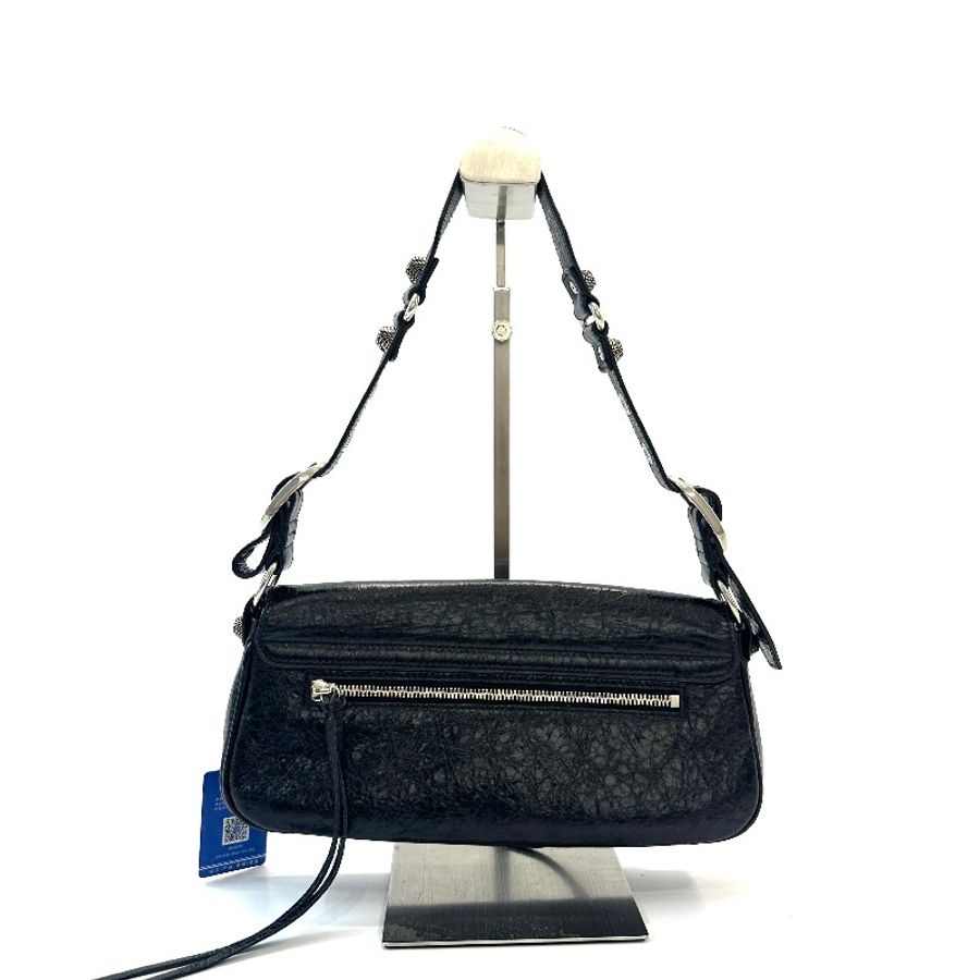 BALENCIAGA  Le Cagole 黑色羊皮銀扣機車包-2
