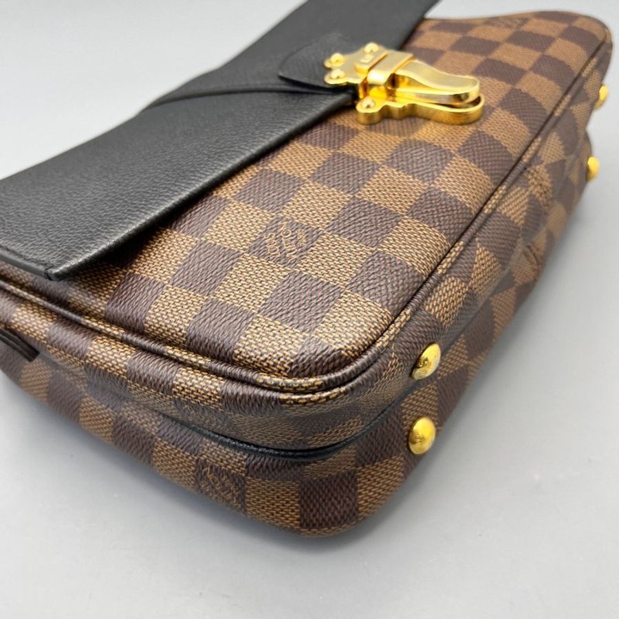 路易威登/Louis Vuitton Clapton棕棋盤拼黑 肩背包-4
