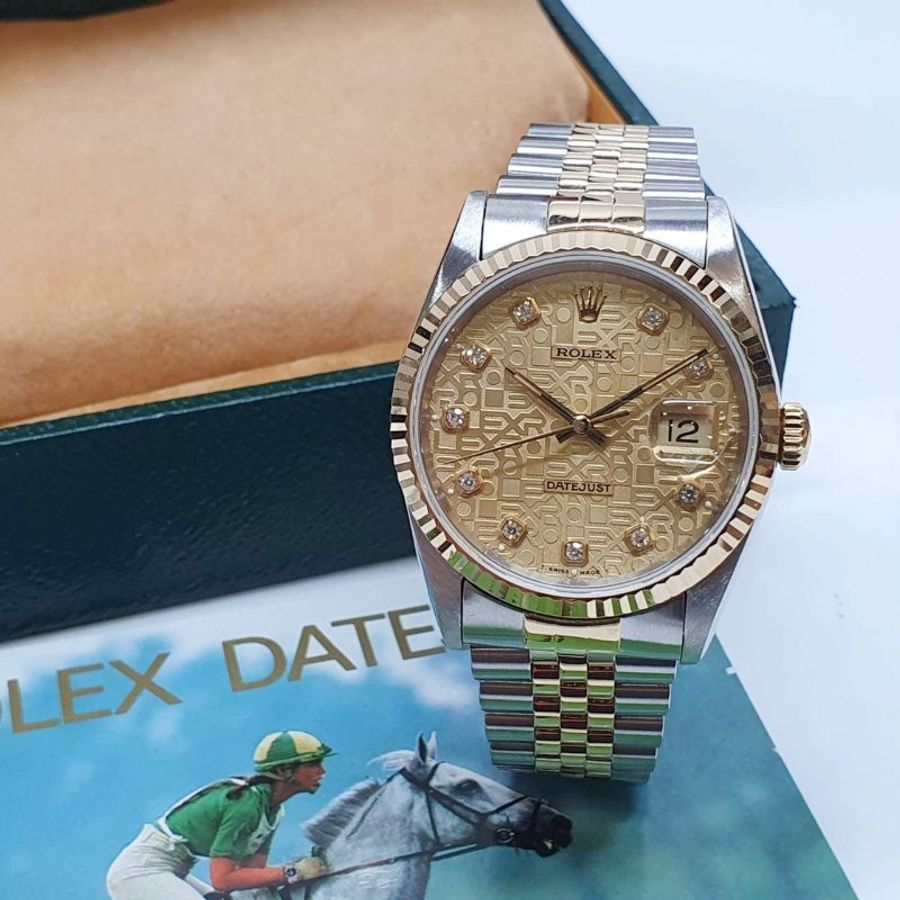 【大眾名錶】ROLEX 勞力士 16233 Datejust 蠔式日誌 新包台 金色十鑽紀念面盤 大眾名錶G342-3