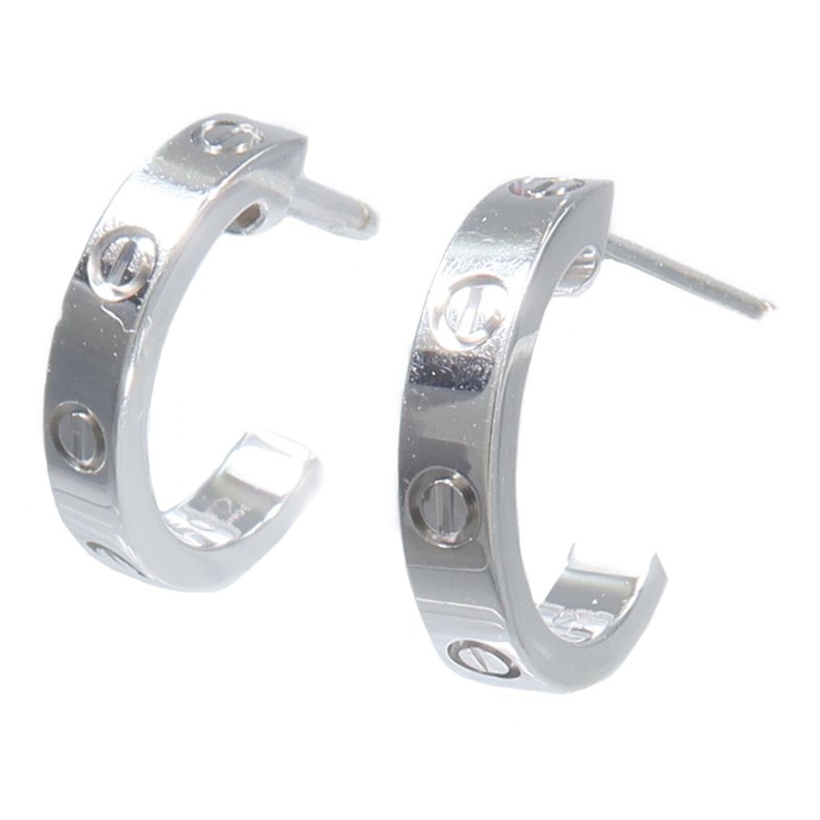 CARTIER 18K白金Love Half Hoop Earrings耳環-2