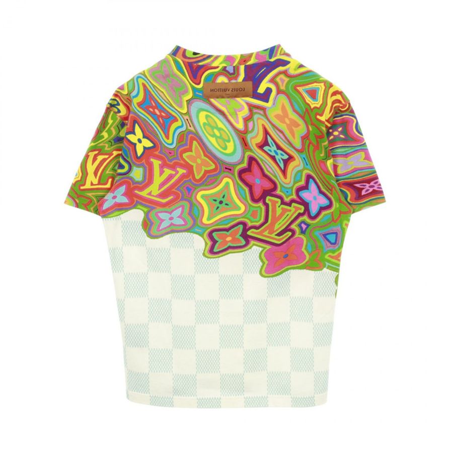 路易威登 Damier LV 印花短袖T卹，男款，M碼，純棉，白色-1