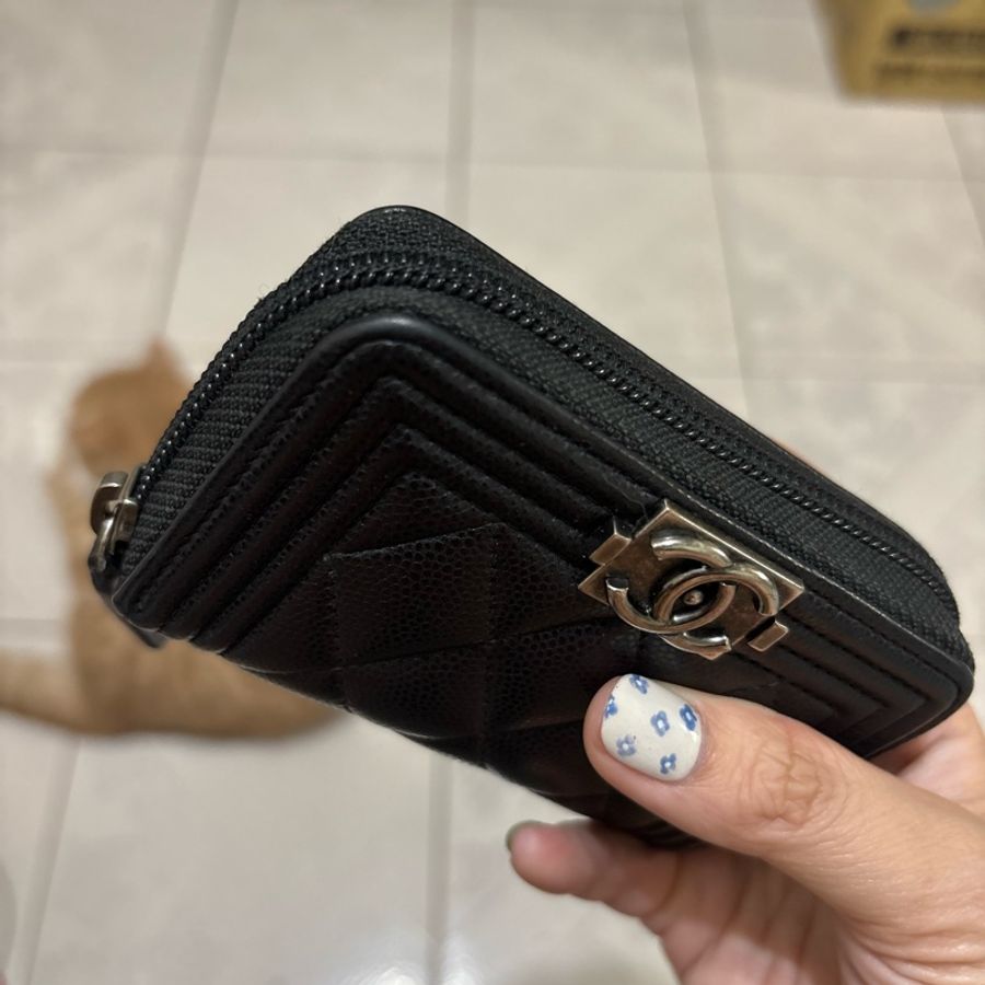 chanel Boyㄇ字荔枝牛皮零錢包-10