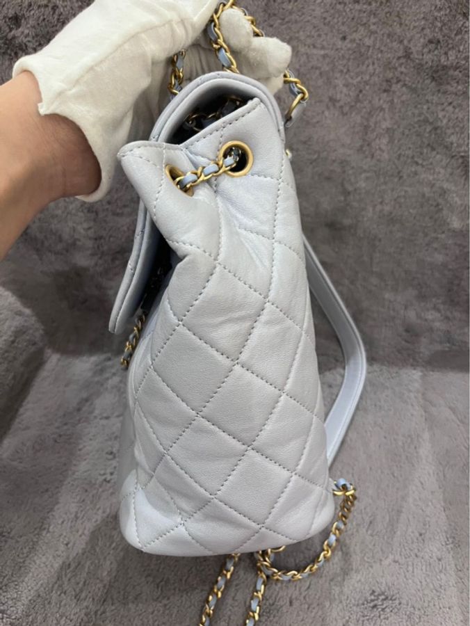 Chanel backpack 灰藍色-7
