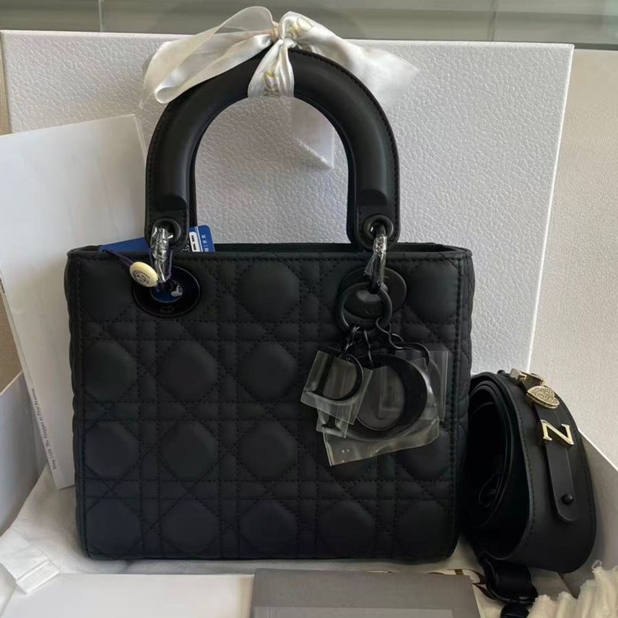 閒置❤️大全套 Dior/迪奧 四格戴妃磨砂皮全黑 so black 23 年里標-0