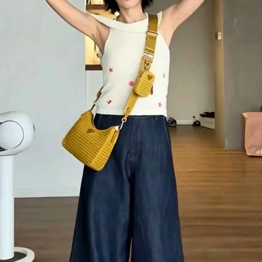 PRADA普拉達三合一HOBO草編綠春夏新款近新閒置🈶購證📝-3