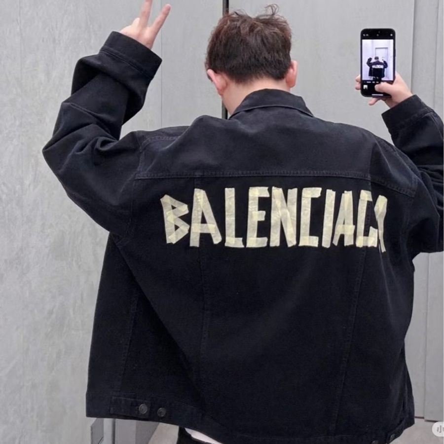 台灣專櫃 Balenciaga 巴黎世家 特殊款 膠帶 牛仔外套 L-33