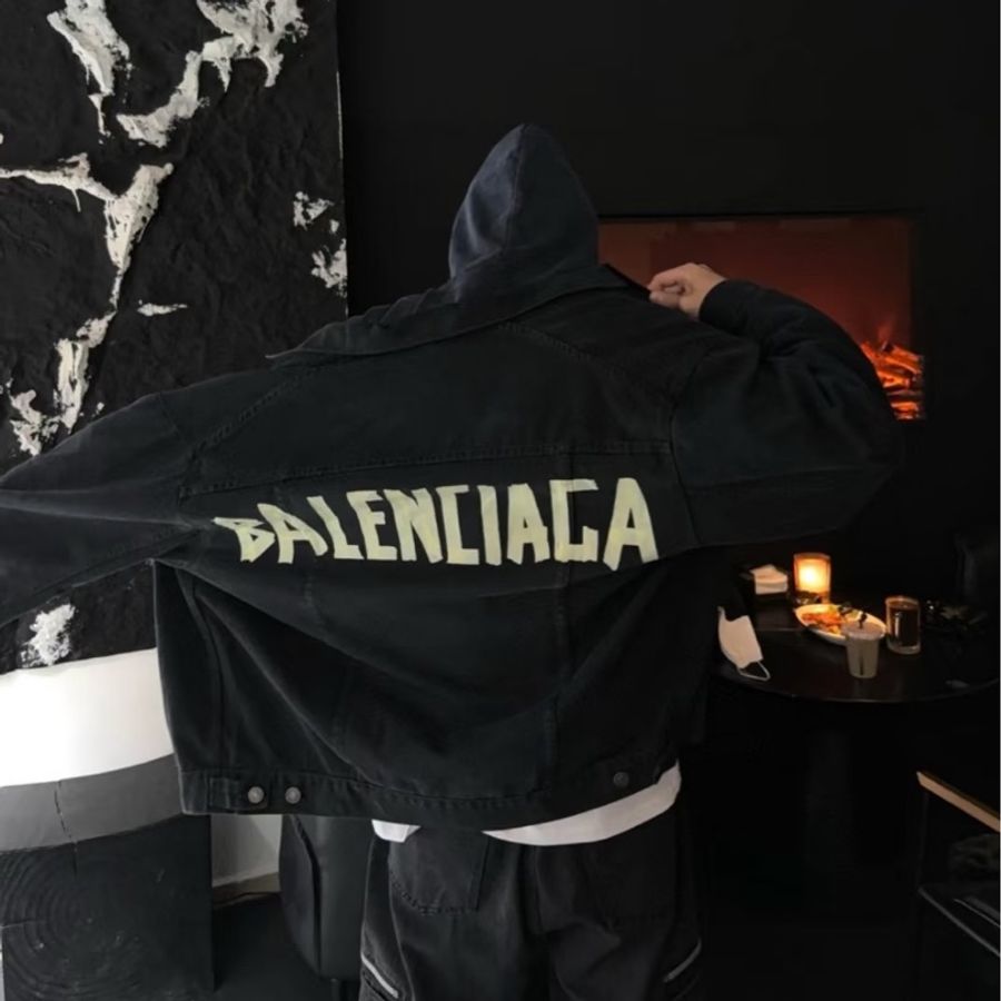 台灣專櫃 Balenciaga 巴黎世家 特殊款 膠帶 牛仔外套 L-34