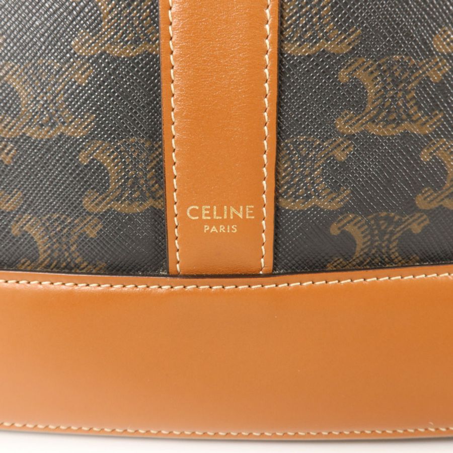 CELINE 塗層帆布Triomphe Bucket Medium肩背袋-5
