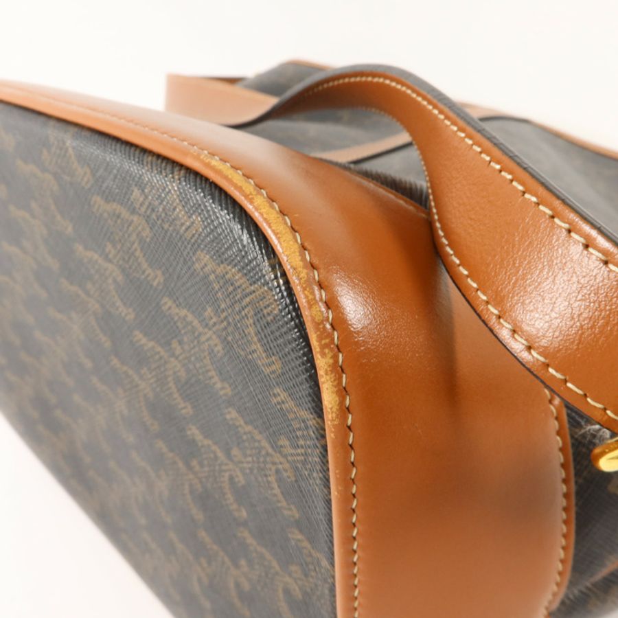 CELINE 塗層帆布Triomphe Bucket Medium肩背袋-12
