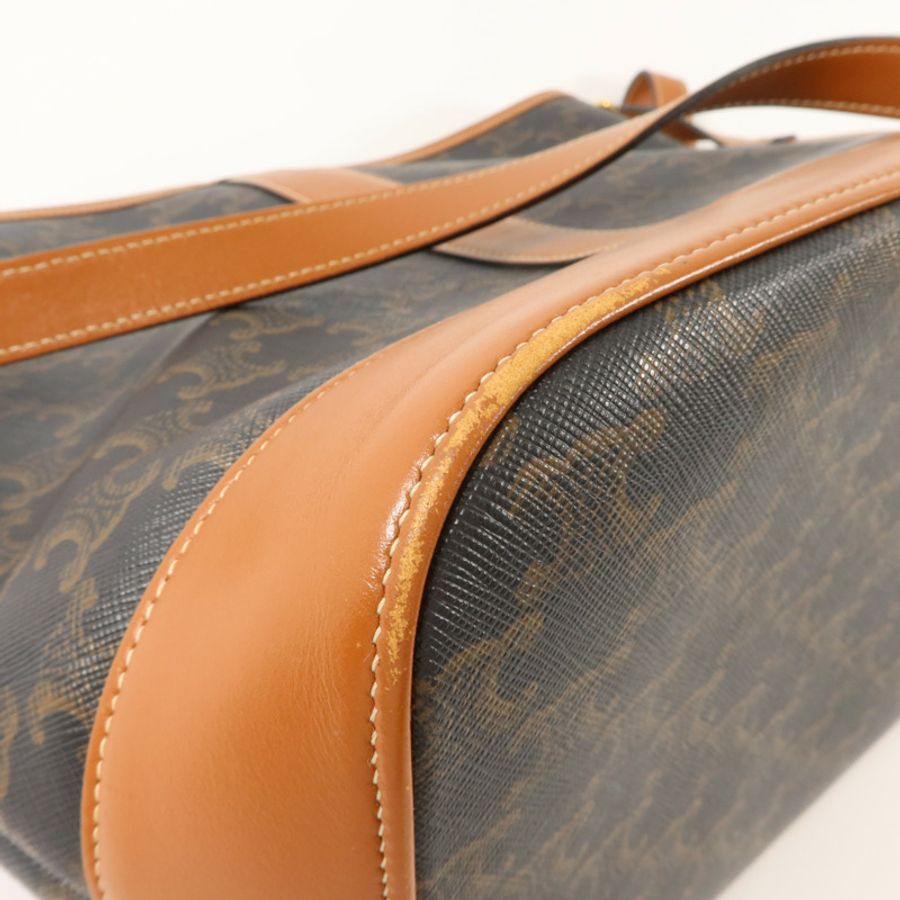 CELINE 塗層帆布Triomphe Bucket Medium肩背袋-13