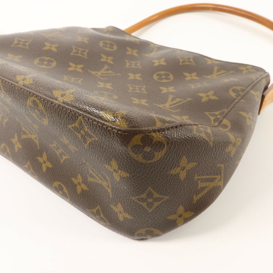 LOUIS VUITTON Monogram Looping MM金扣肩背袋棕色-9
