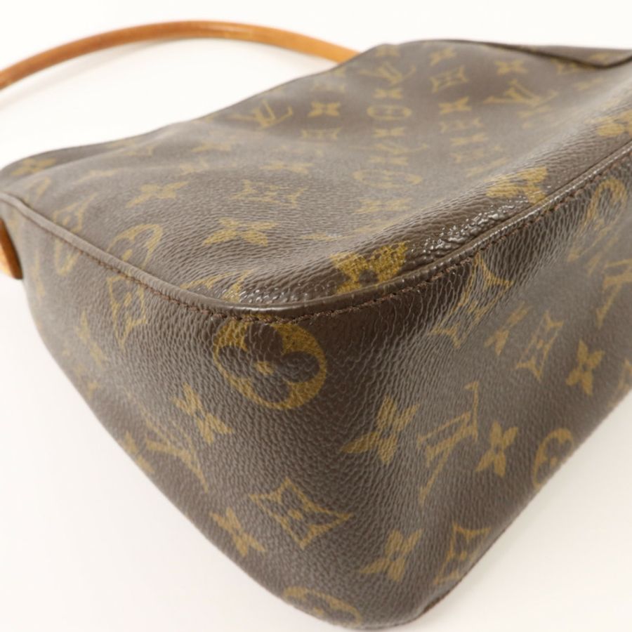 LOUIS VUITTON Monogram Looping MM金扣肩背袋棕色-10