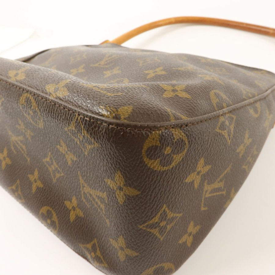 LOUIS VUITTON Monogram Looping MM金扣肩背袋棕色-11