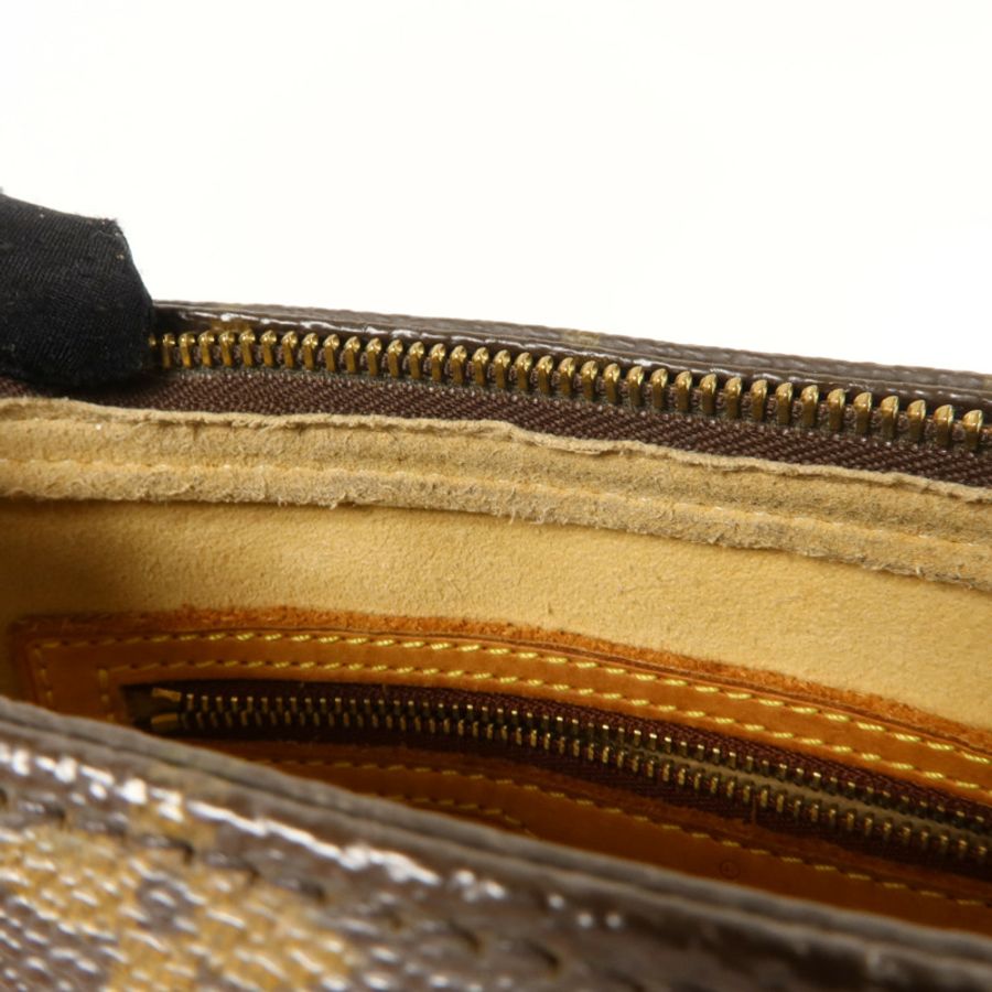 LOUIS VUITTON Monogram Looping MM金扣肩背袋棕色-17