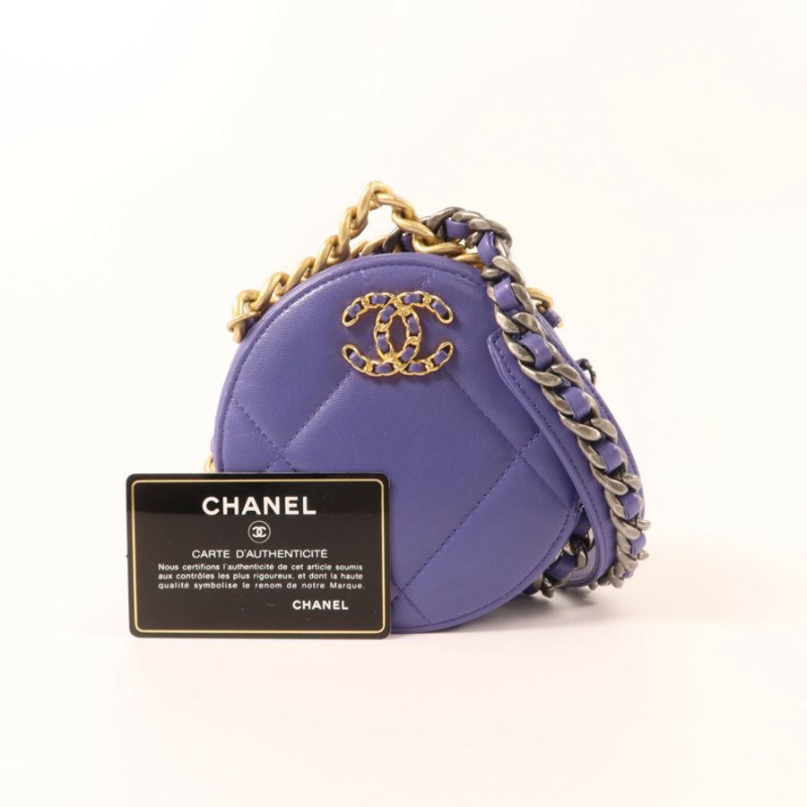 CHANEL 羊皮皮革Chanel 19 Round Clutch With Chain鏈帶肩背袋-9