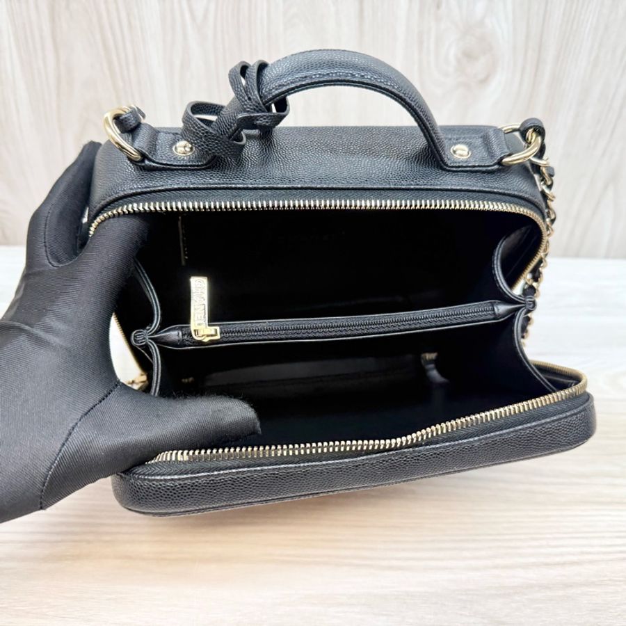 CHANEL🖤黑荔枝皮中號vanity case/A93343-6