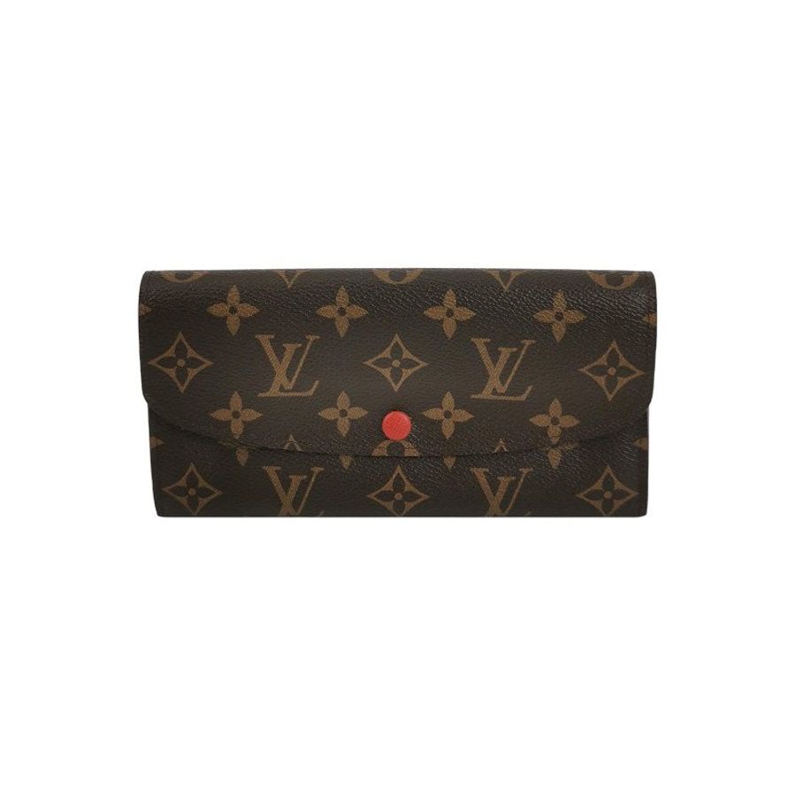 Louis Vuitton (LV) Emilie牛皮Monogram印花按扣錢包-0