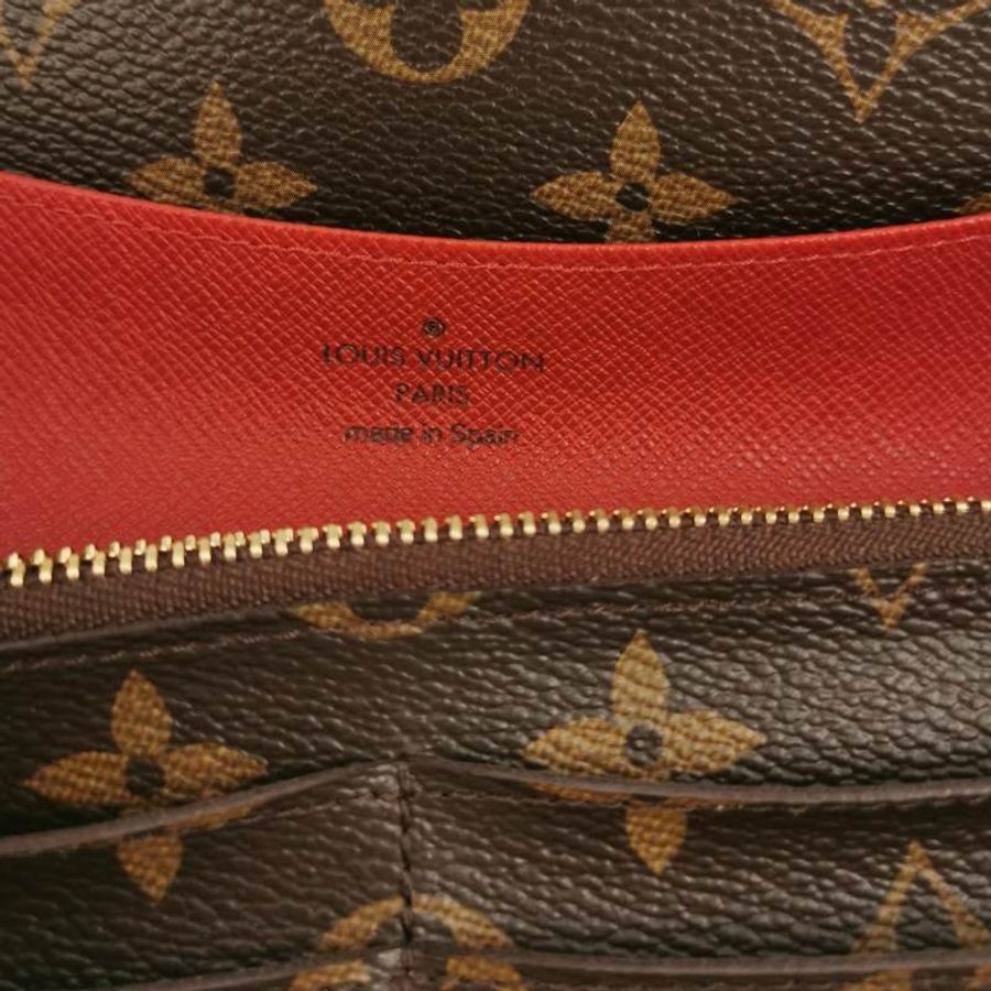 Louis Vuitton (LV) Emilie牛皮Monogram印花按扣錢包-6