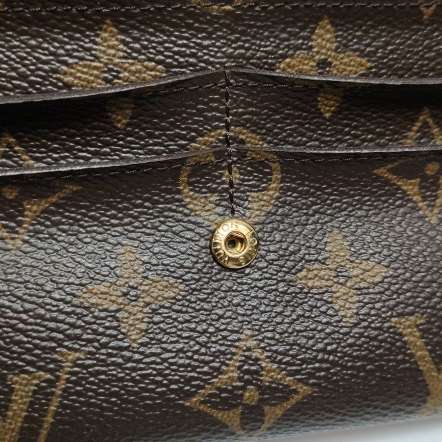 Louis Vuitton (LV) Emilie牛皮Monogram印花按扣錢包-9