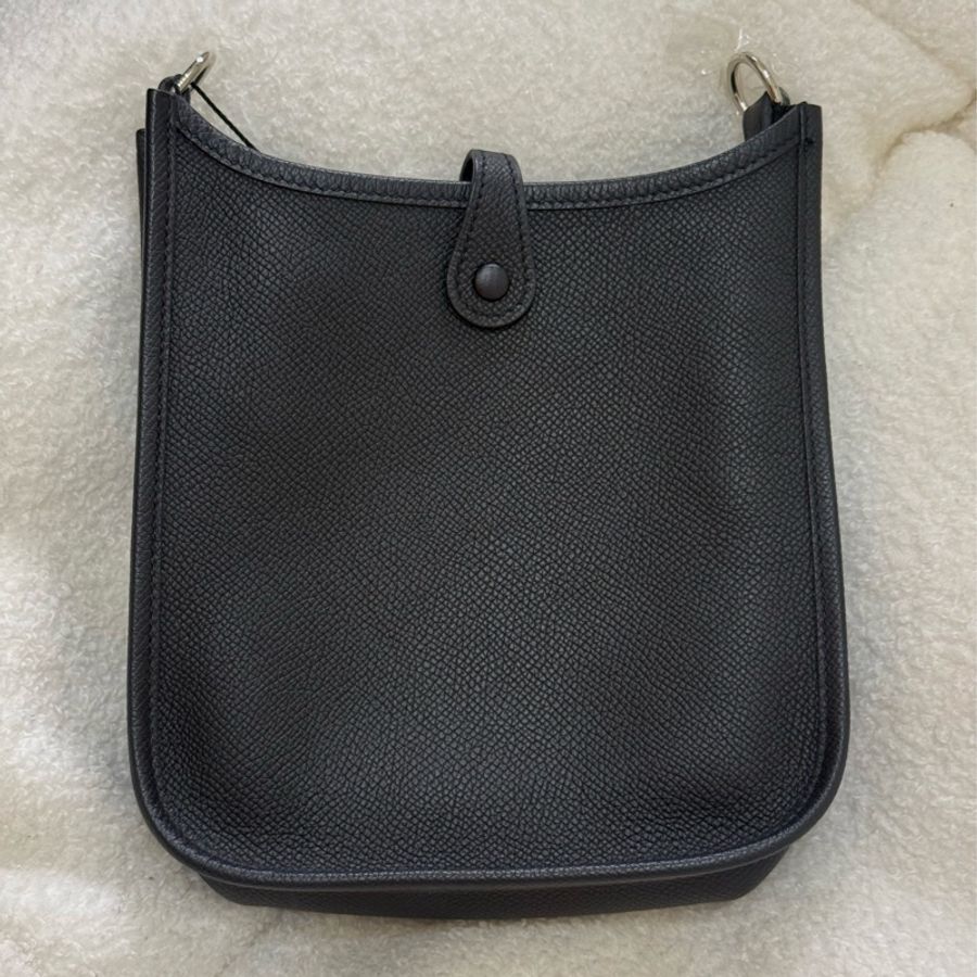 全新Hermes mini evelyne 黑銀-1