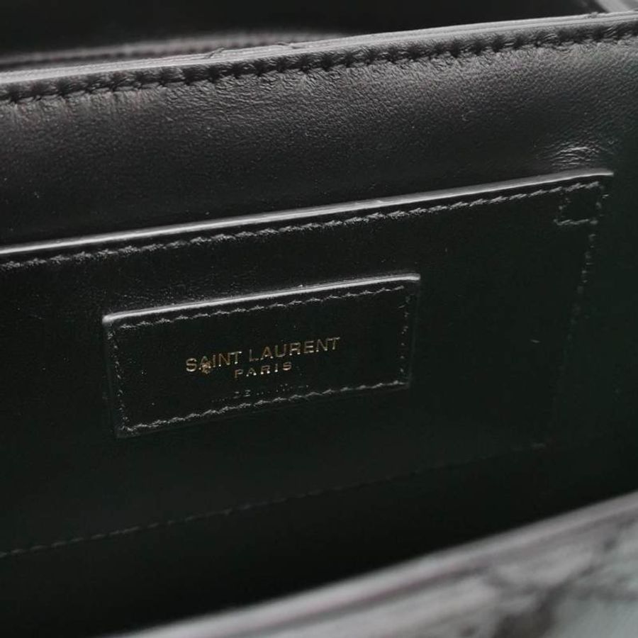 Saint Laurent June羊皮純色菱格絎縫YSL標誌斜背包-7