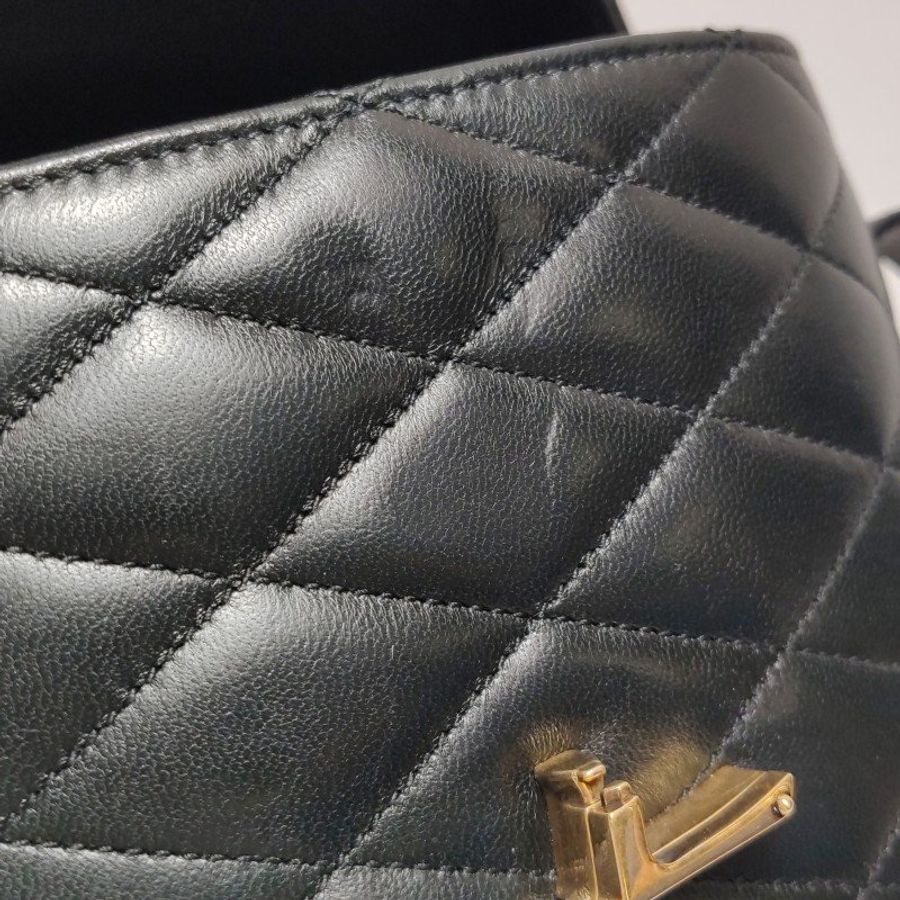 Saint Laurent June羊皮純色菱格絎縫YSL標誌斜背包-10