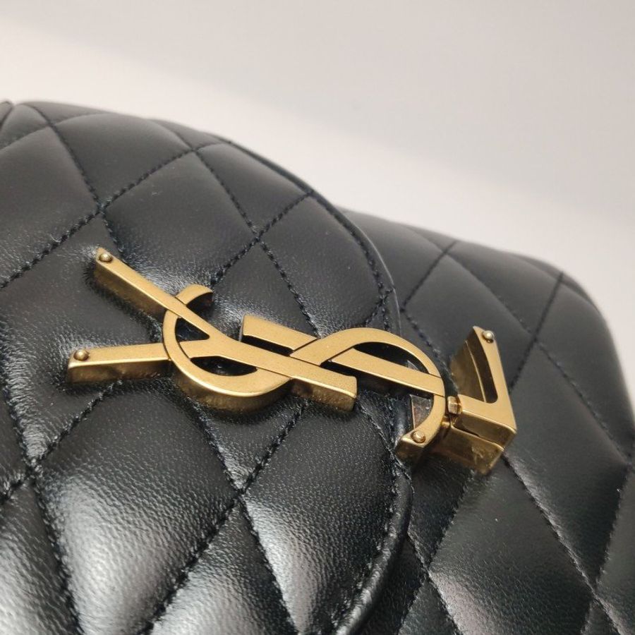 Saint Laurent June羊皮純色菱格絎縫YSL標誌斜背包-13