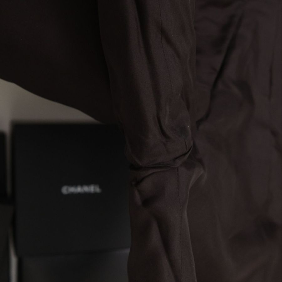 Chanel 21A棕色菱格纹皮革拼麂皮高腰长裤-26