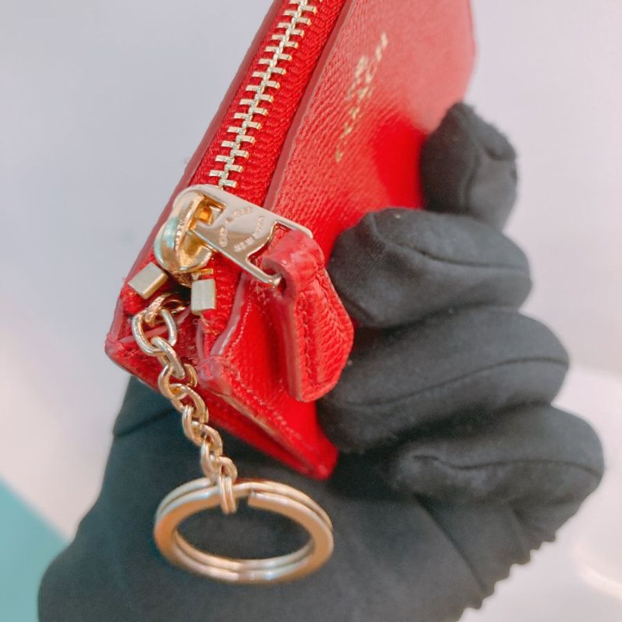 MS0765 Coach 蔻馳拉鍊卡夾 Skinny ID Case With Ring Calfskin Red-10